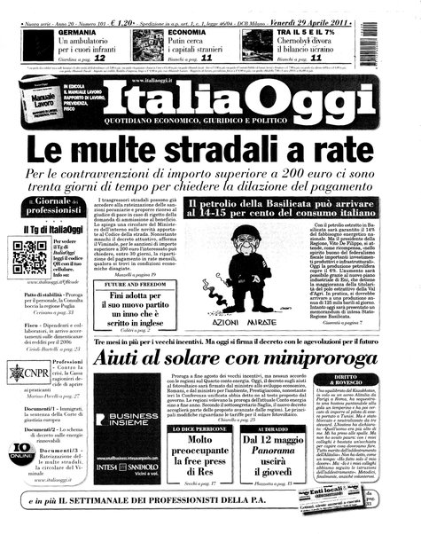 Italia oggi : quotidiano di economia finanza e politica